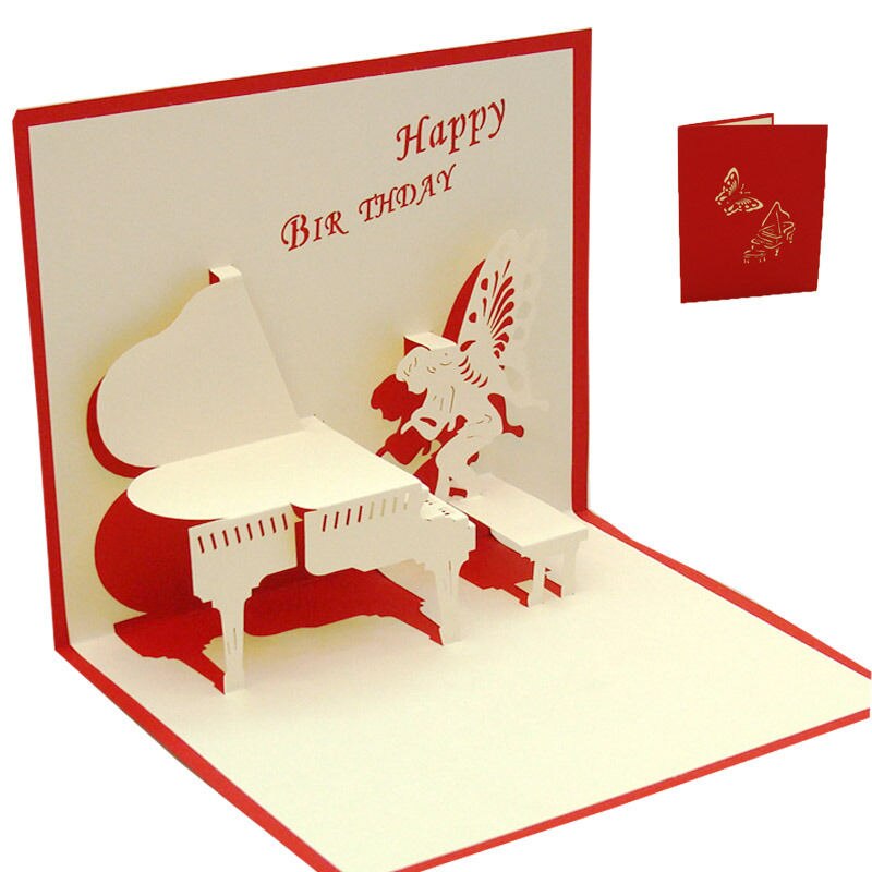 Tarjeta de felicitación tarjeta festiva aniversario boda 3D Pop Up tarjeta de felicitación Feliz cumpleaños suministros festivos: Style F