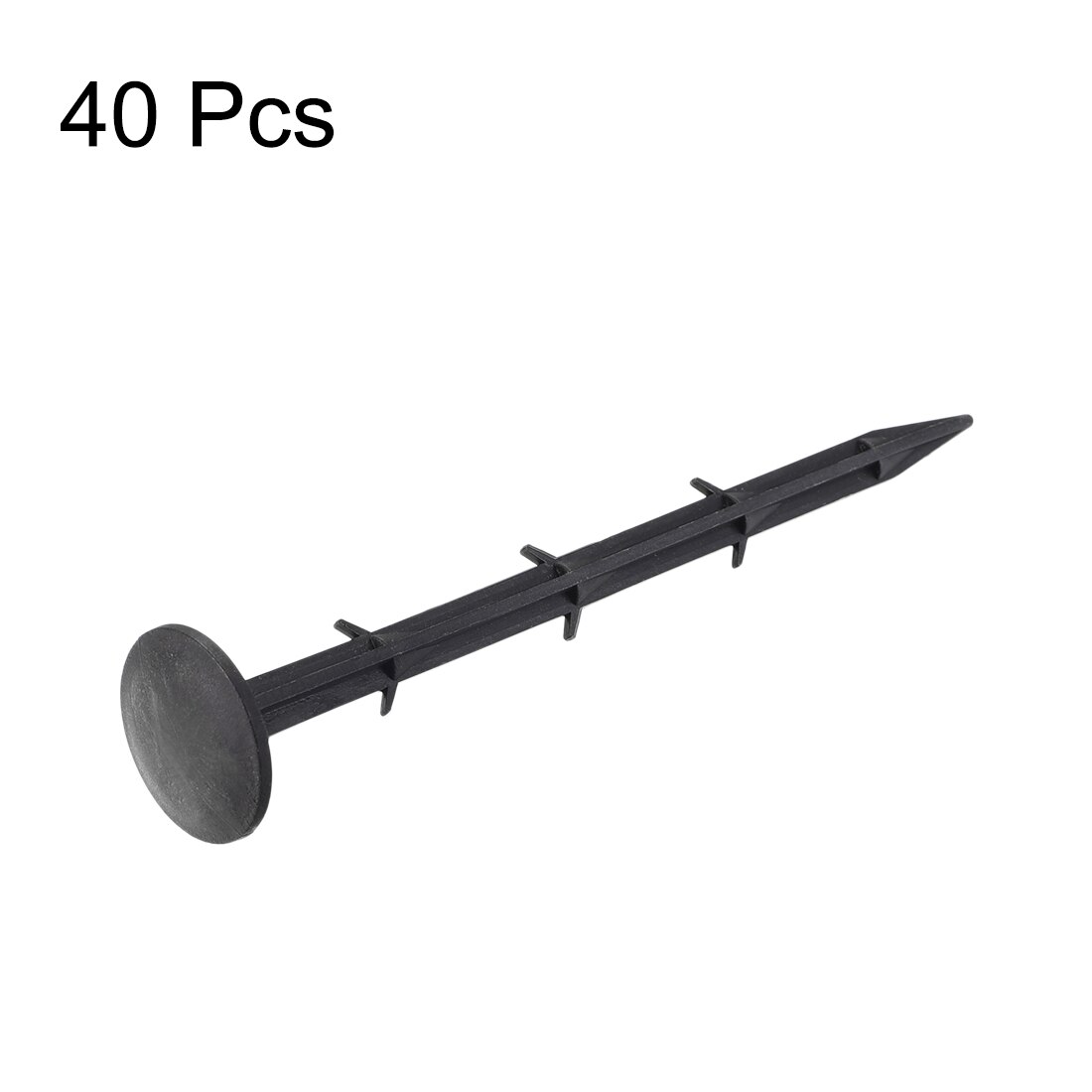 uxcell 40pcs Plastic Garden Stakes Anchors Landscape Ground Nail 200mm 7.9-inch Black for plant support holding down tents