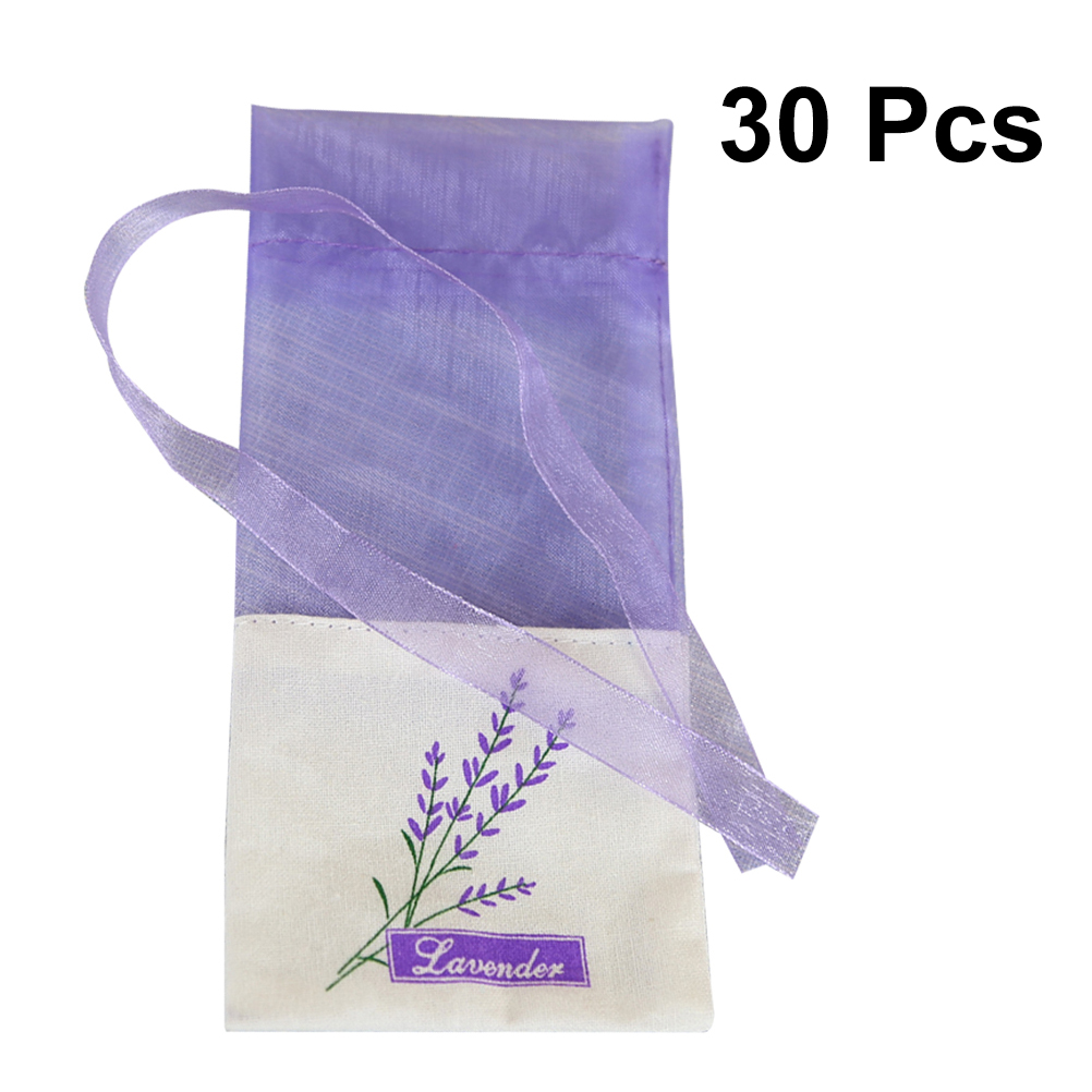 30pcs Empty Sachets Bag Flower Printing Fragrance Lavender Sachet Bag Purse (New Style) - Light Purple