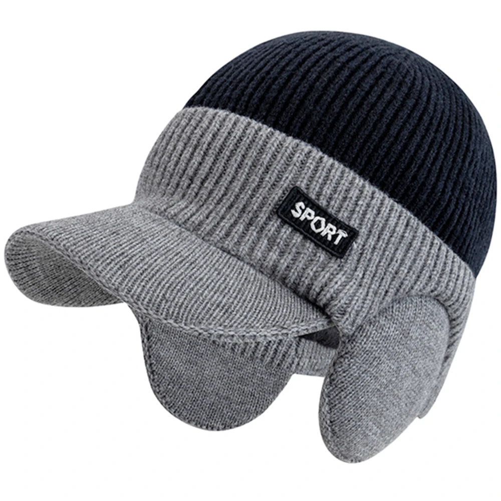 Men Winter Hat Warm Earflap Brim Cap Stylish Hats For Men Outdoor Thicken Ski Sports Knitted Hat