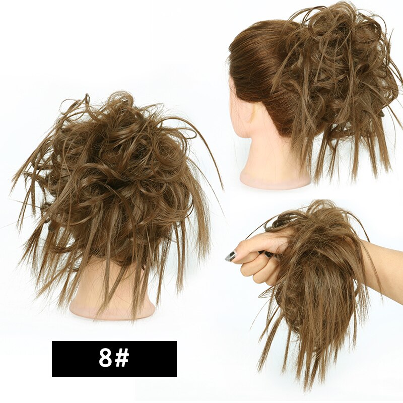 Werd Rommelig Haar Ring Fiber Synthetische Hittebestendige Pruik Broodje Krullend Elastische Haarband Dames Mode Haar Ring Natuurlijke Pruik: T27/30/4