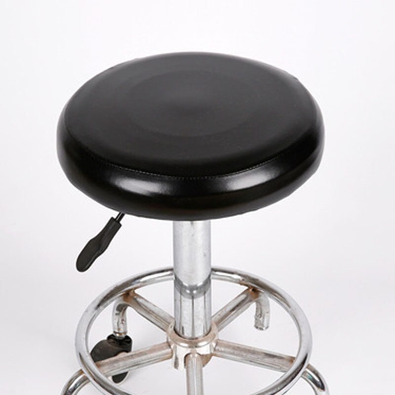Housse de chaise en cuir PU, couvre-tabouret de Bar rond, en tissu coton, pour dentiste, Salon de beauté: Black
