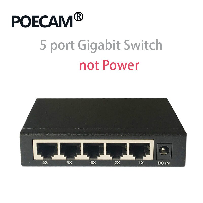 5 Port 1000Mbps Gigabit Switch network switches Optinal US EU plug plastic shell shenzhen factory porduction support OEM ODM: Steel noPower