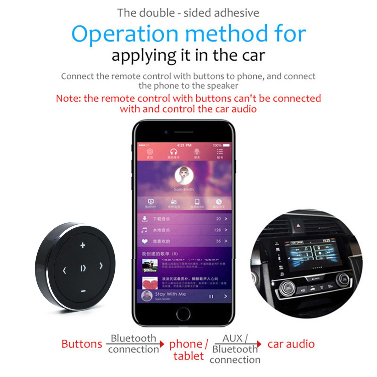 Portable Wireless Bluetooth Media Button Hands-Free Smart Remote Control Selfie Siri Music For IPhone Android IOS