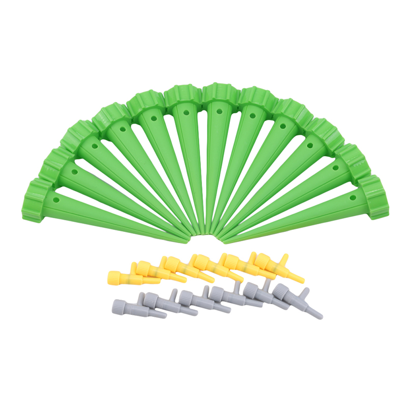 12PCS Automatic Adjustable Flow Watering Device Switch Control Valve Drip Irrigation Automatic Watering Spikes Irrigation: green
