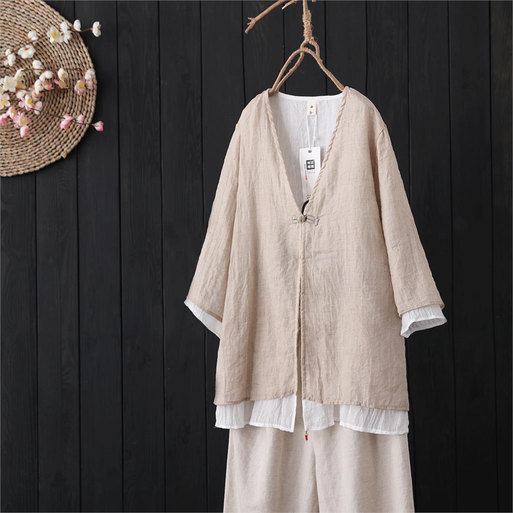 Ropa china tradicional blusas para mujer, Camisa de algodón con botones de lino para mujer oriental hanfu ropa china femenina: color2