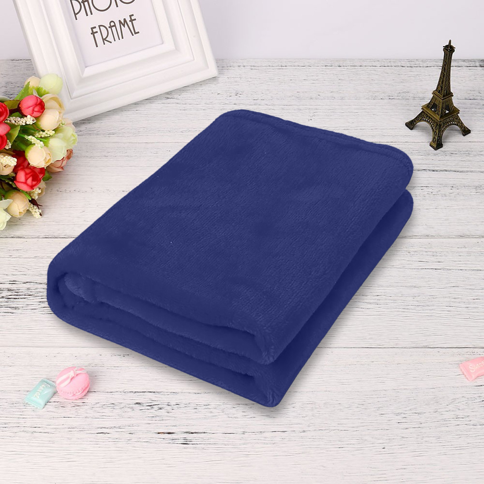 50X70CM Fleece Throw Blanket Extra Soft Warm Fuzzy Bed Plush Lightweight Microfiber Couch Sofa Blankets: Blue