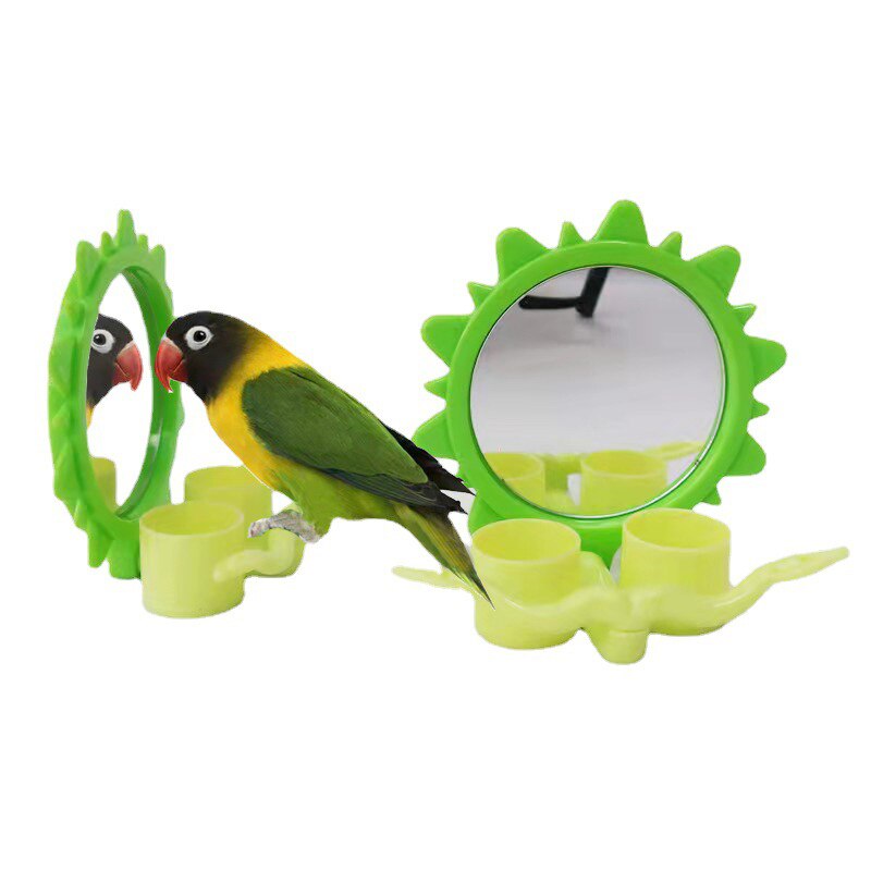 Soporte de espejo para loros, juguetes 3 en 1 para pájaros, columpio para jugar al gimnasio con alimentador, tazas, cuenco para loros, periquitos, jaula para cacatúas: Default Title
