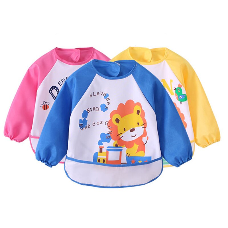 Cartoon Baby Slabbetjes Met Mouwen Waterdicht Schort Kinderen Voeden Kiel Bib Burp Kleding Zachte Eten Peuter Baberos Bavoir Kleding