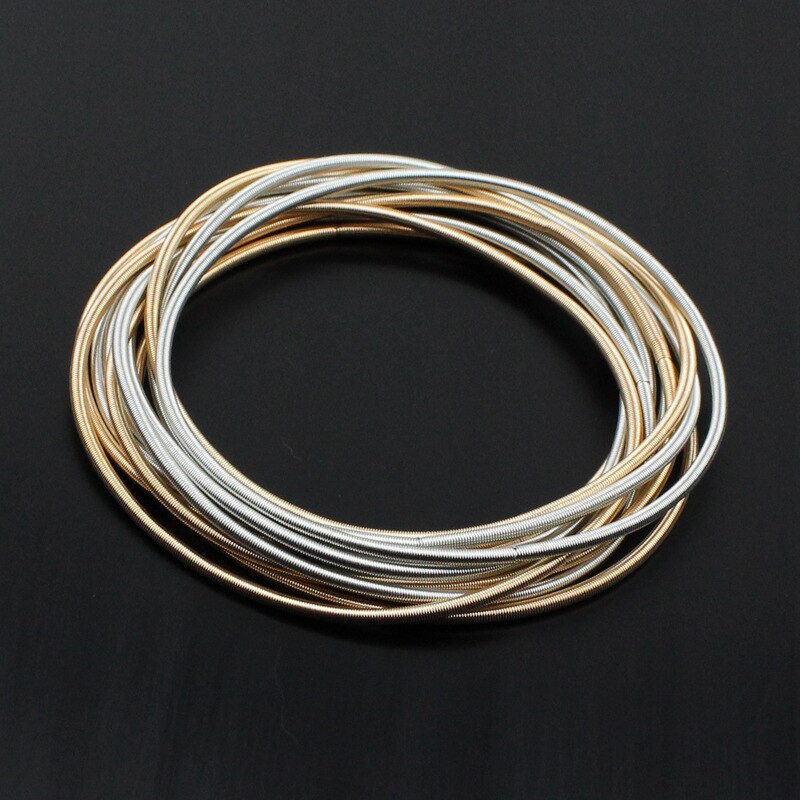 6 Piece/Set Memory Spring Wire bracelet Women's Men's Bangle Statement Big Circle Jewelry Charm Steel Wrap Bracelet