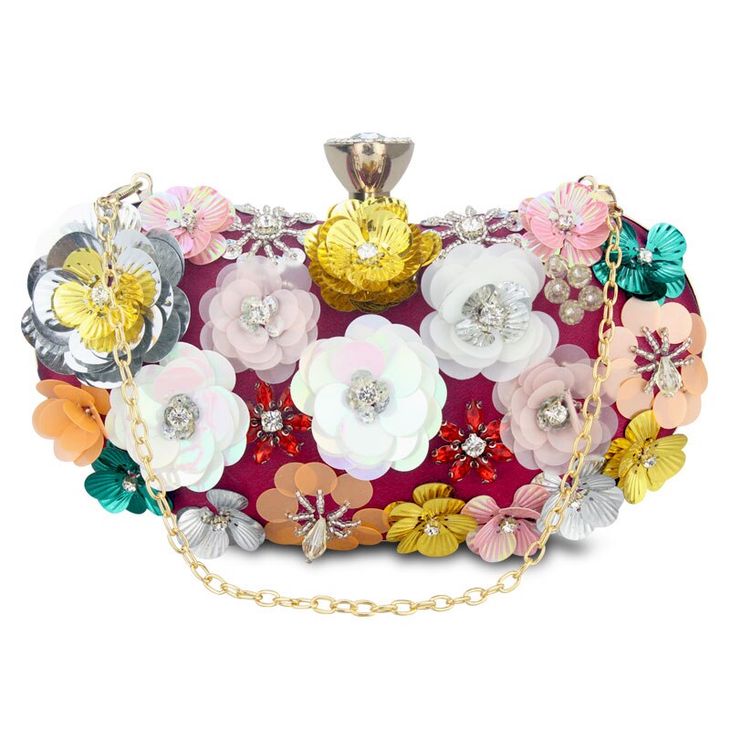 Flowers White Color Handmade Fabric For Women Evening Bag Luxury Wedding Bride Clutch Bag Pearl Party Handbag Mini Purses Wallet: 031167-1