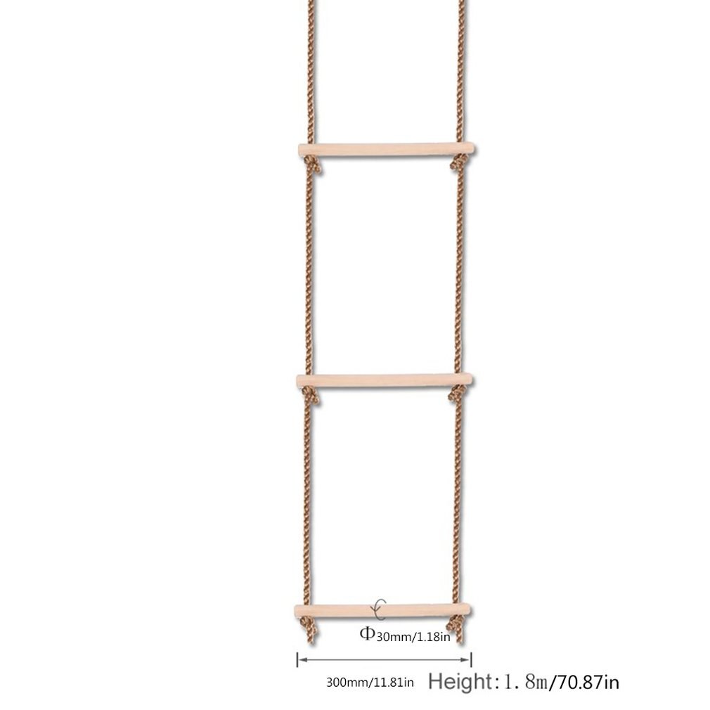 Escalera de cuerda de interior al aire libre con 6 peldaños de madera escalera de cuerda de escalada columpio y escalera juguetes para de deporte de los niños