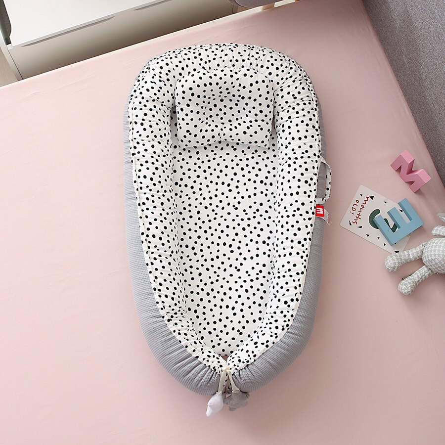 Cuna plegable desmontable para bebé, cuna biónica multifunción para viajes al aire libre, portátil: Silver grey wave