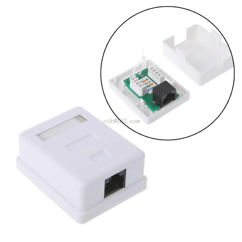 Kot6 RJ45 8P8C łącznik ścienny adapter gniazda Jacek UTP nieekranowany pojedynczy Port robić montażu na biurku biały