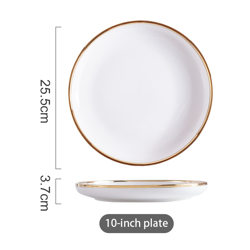 Dinnerware Set Porcelain Plates for Food Dinner Set Dishes Salad Soup Bowl Ceramic Plates and Bowls Set Tableware Set Spoon: R