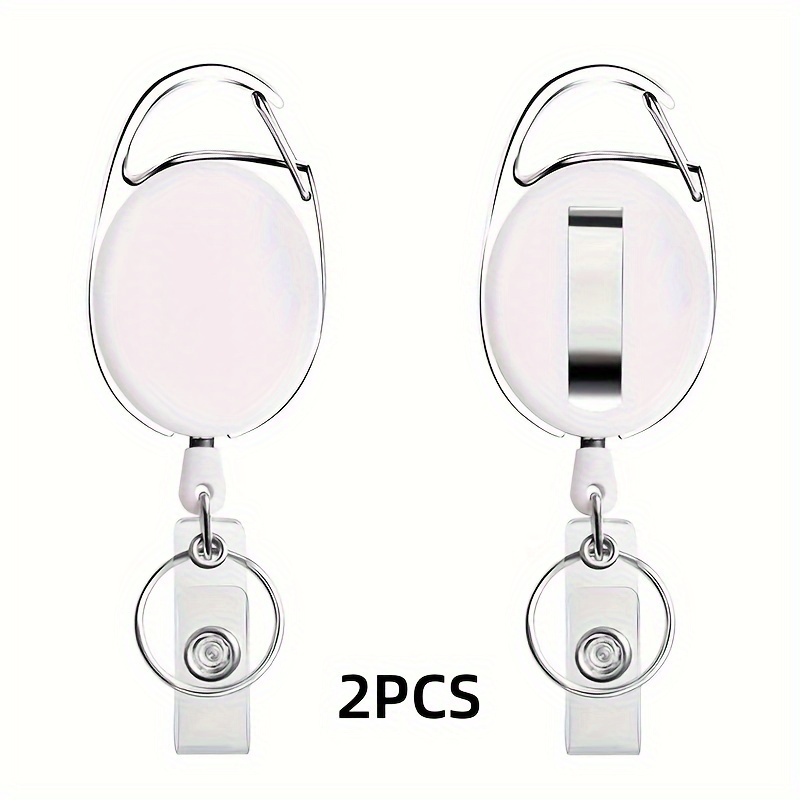 Intrekbare badgehaspelhouders, metalen heavy duty met karabijnhaak riemclip en sleutelhanger voor identiteitskaart naamhouder en sleutelhanger: Zilver