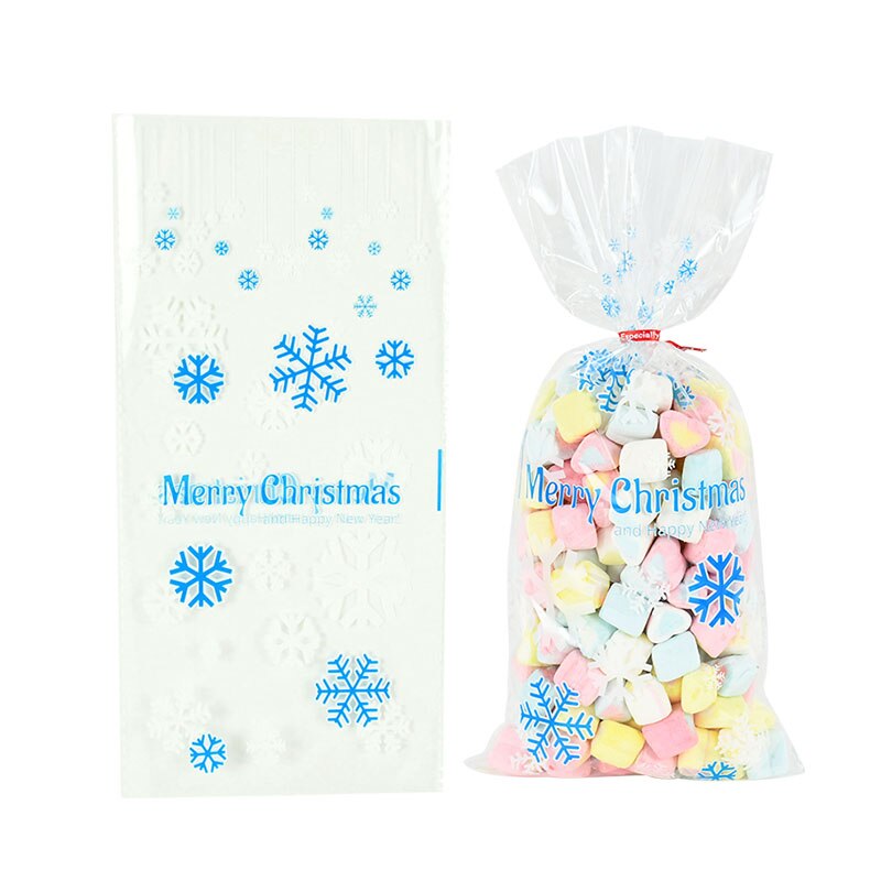 50Stck Weihnachten Tasche transparent Kunststoff Taschen Für Weihnachten Heimat Süßigkeiten Kekse Einkaufen Kekse Verpackung Taschen: B01