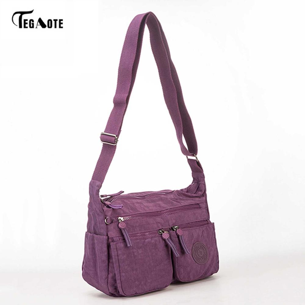 TEGAOTE femmes Messenger sacs dames Nylon sac à main voyage décontracté Original sac femme grande capacité sac à bandoulière: VIOLET