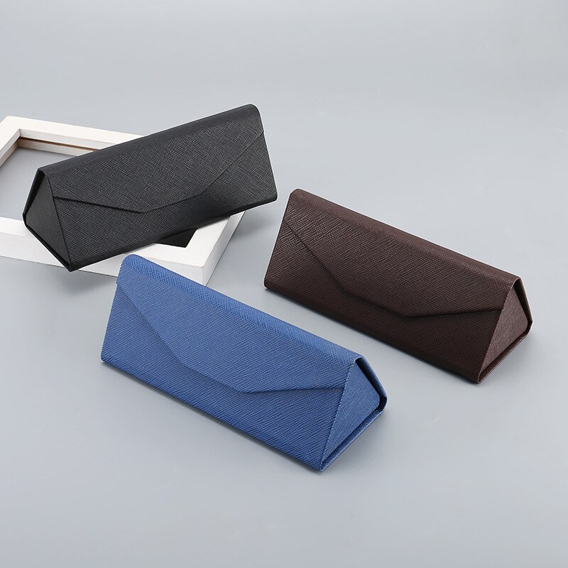 Cross Patroon Zonnebril Geval Zonnebril Geval Pu Draagbare Compressie Slip Trend Opvouwbare Unisex Pure Kleur Bril Case