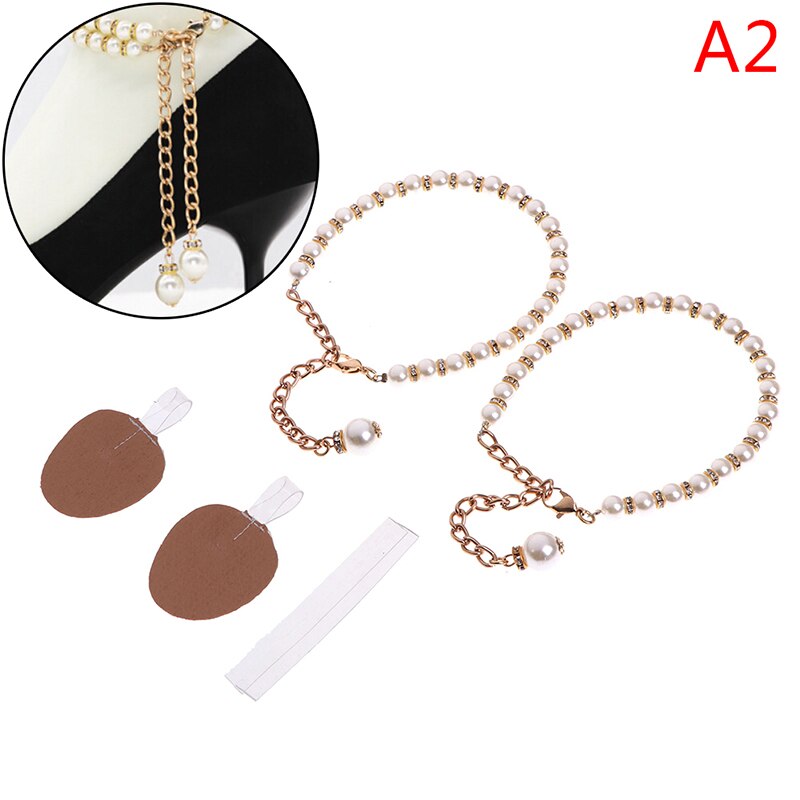 1 Paar Vrouwen Parel Hakken Band Schoen Riem Hoge Hakken Enkel Holding Losse Anti-Skid Bundel Tie Bandjes band Schoenen Decoratie: A2