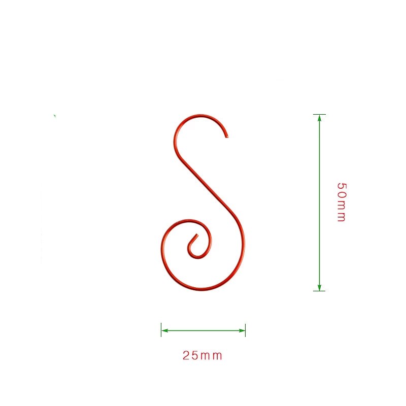 20Pcs 50Mm S Vorm Haak Metalen Hanger Kerst Ornament Levert Metalen Opknoping Haak Kerst Opknoping: 20pcs Red