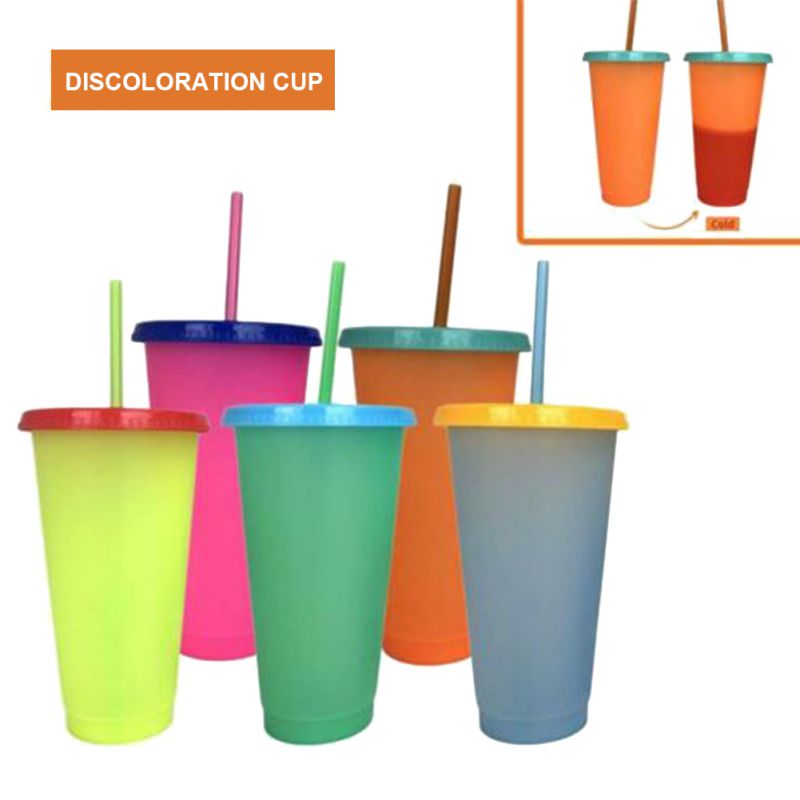 1 Pc Milieubescherming Pp Materiaal Temperatuurgevoelige Plastic Kleur Veranderende Beker Koud Water Kleur Veranderende Stro Cup