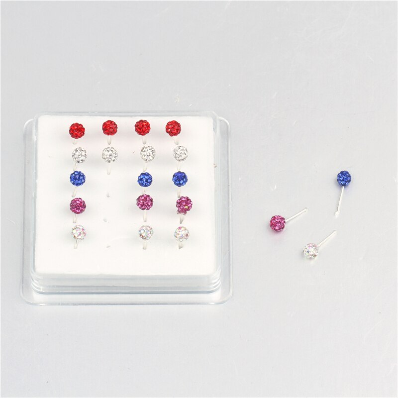 20Pcs Rhinestone Bal Neus Sieraden Ball End Pin Neus Bone