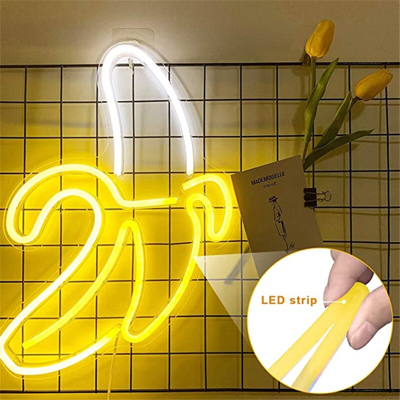 Neon lys skilt banan neon skilte neon pub led neon lys kunst væg dekorative til værelse væg børn soveværelse fest bar indretning