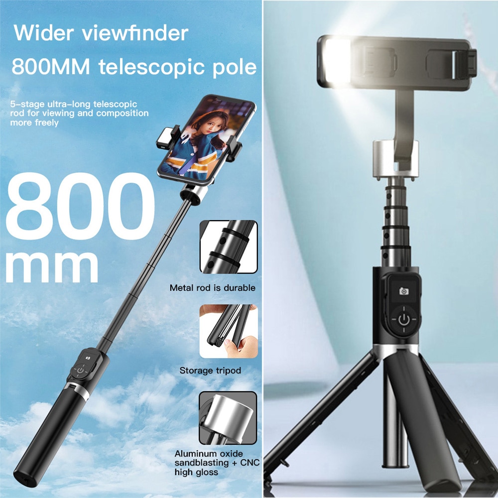 P70D Bluetooth Selfie Stick Tripod Fill light Video Record Support Universal Adjustable Direction Smartphone Stabilizer Vlog