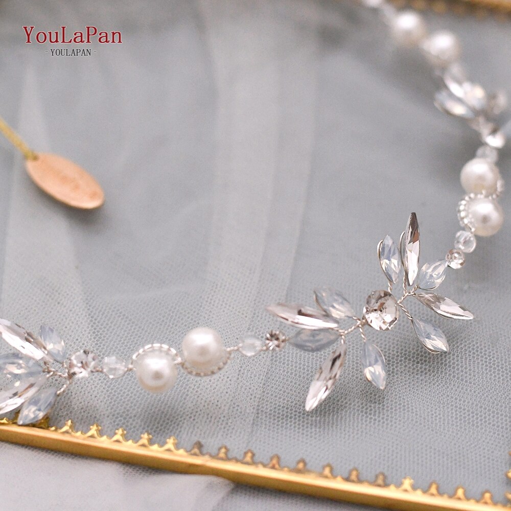 TOPQUEEN HP132 Opal Diamond Bridal Headpiece Silver Rhinestone Headband Bridal Hair Tiara Bridal Hair Piece Hair Jewelry