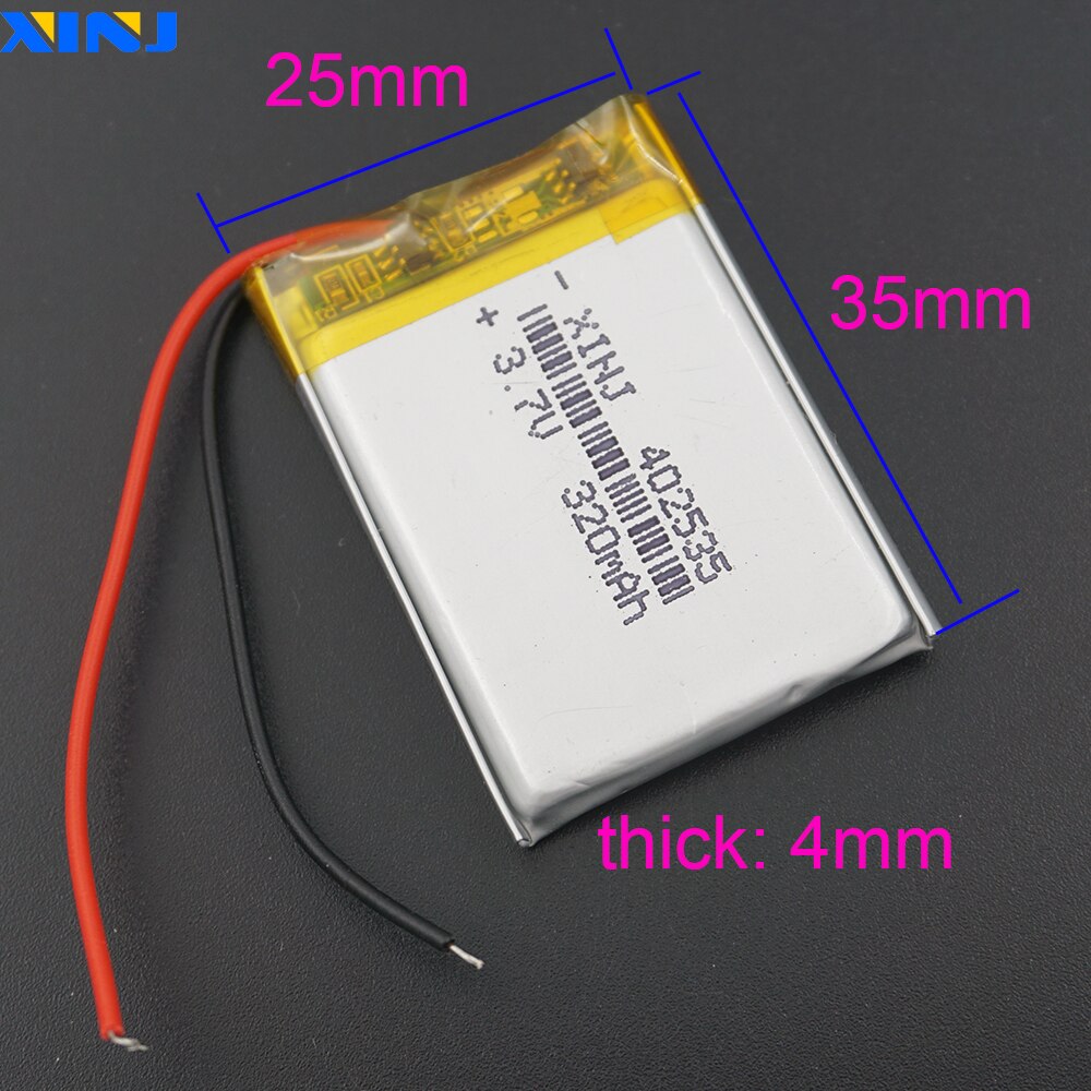 XINJ 3,7 V 320 mAh Li-Po batería recargable de polímero de litio Li ion 402535 GPS de navegación DVC DVR conducción auricular grabador MP3