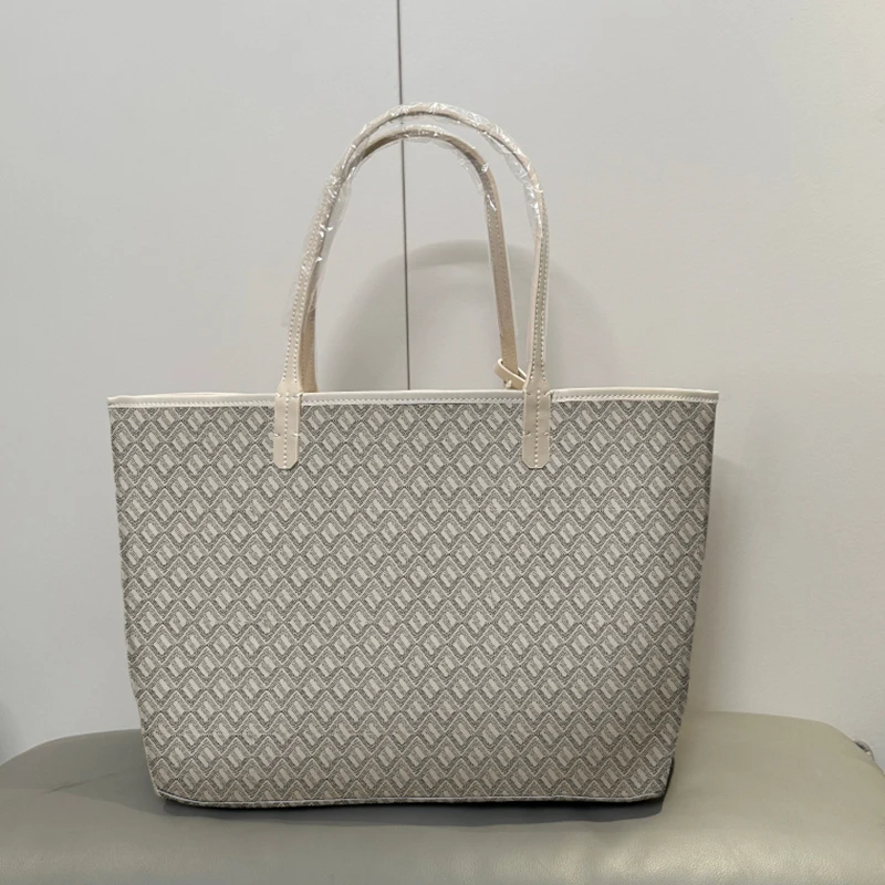 Store skuldertasker a+++++ læder tote taske stor kapacitet damehåndtasker dame shoppinghåndtasker håndtasker: Beige / 13 tommer 325mm
