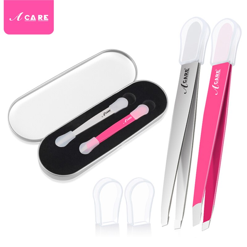 2 Stuks Wenkbrauw Pincet Brood Rvs Professionele Platte Tip Schuine Tip Eye Brow Remover Gezicht Haar Makeup Beauty Tools