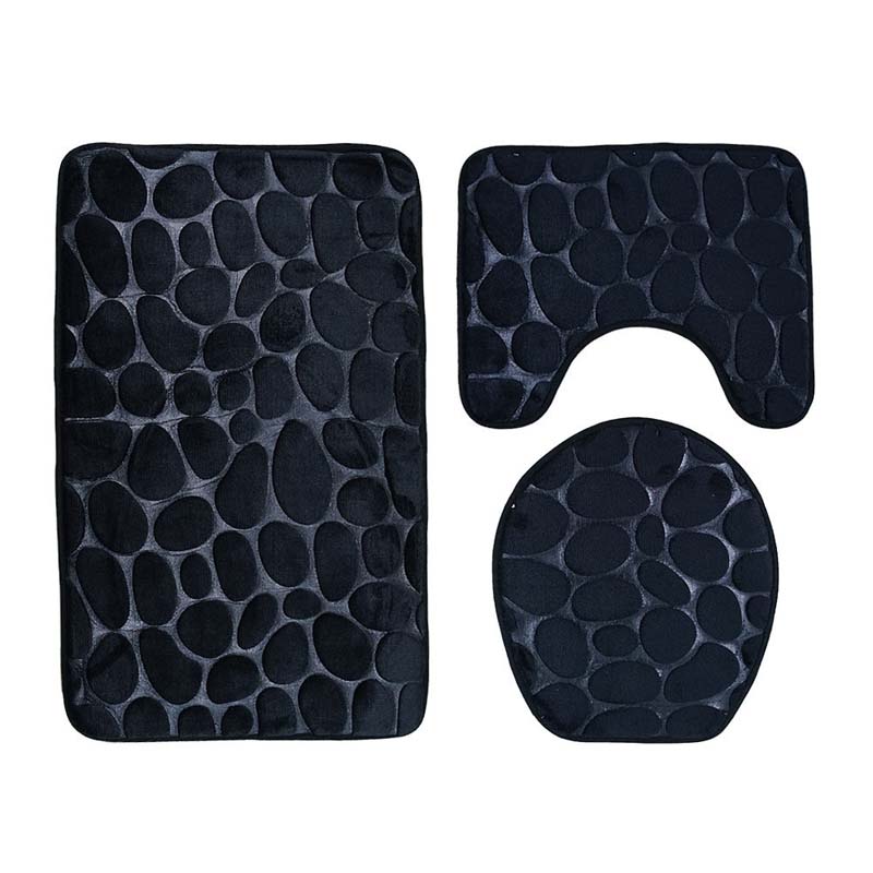 3pcs/set Bath Mat Set Flannel Anti-Slip Kitchen Rugs Bathroom Carpet U Shape Rug Toilet Cover Mat Washable Carpets Doormat