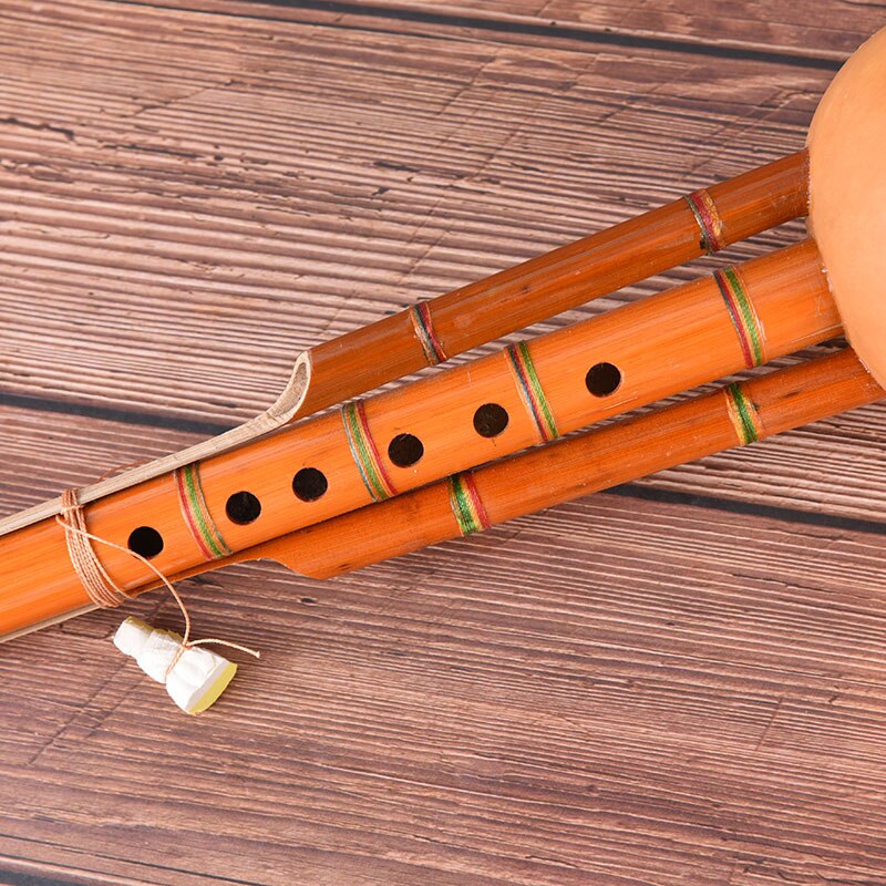 Chinese Handmade Hulusi Brown Bamboo Gourd Cucurbit Flute Ethnic C Key For Beginner Music Lovers Musical Instrument