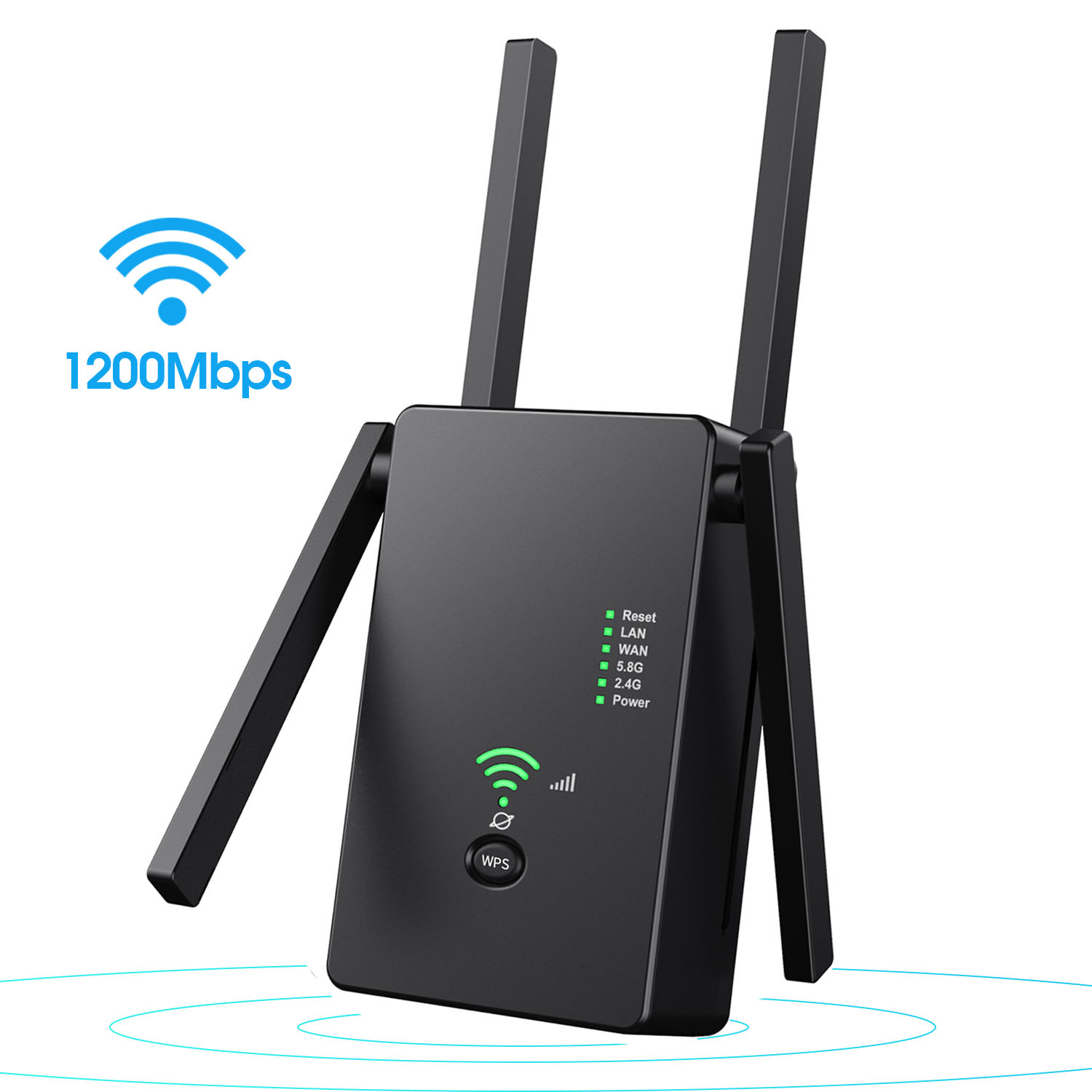 Wifi Singal Booster Repeater Extender Wan Mini Router Dual 2.4G 5.8Ghz 1200Mbps 5Ghz Lan Lange bereik Versterker Zwart Wit: EU PLUG / Black