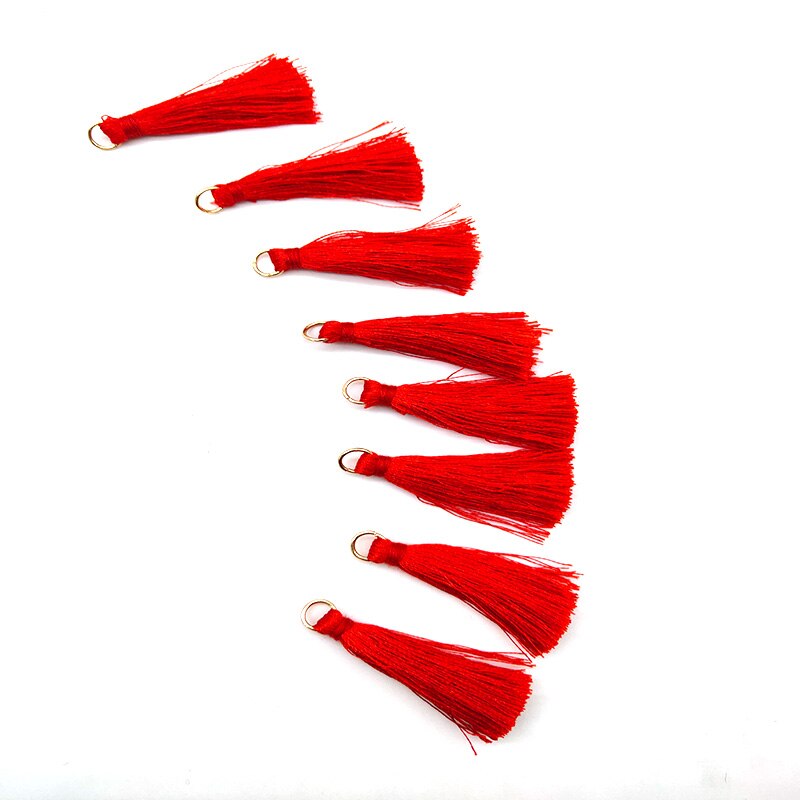 10 Pcs Silky Handmade Soft Craft Mini Tassels with Loops for Jewelry Making, DIY Projects, Bookmarks Accessories: Red