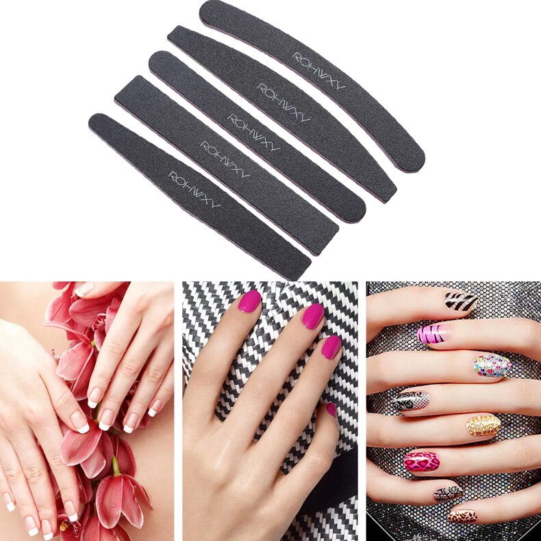 ROHWXY 1/5pcs Nail File Set 100/180 Sanding Buffer Block Pedicure Manicure Buffing Polish Beauty Tools Nail Files