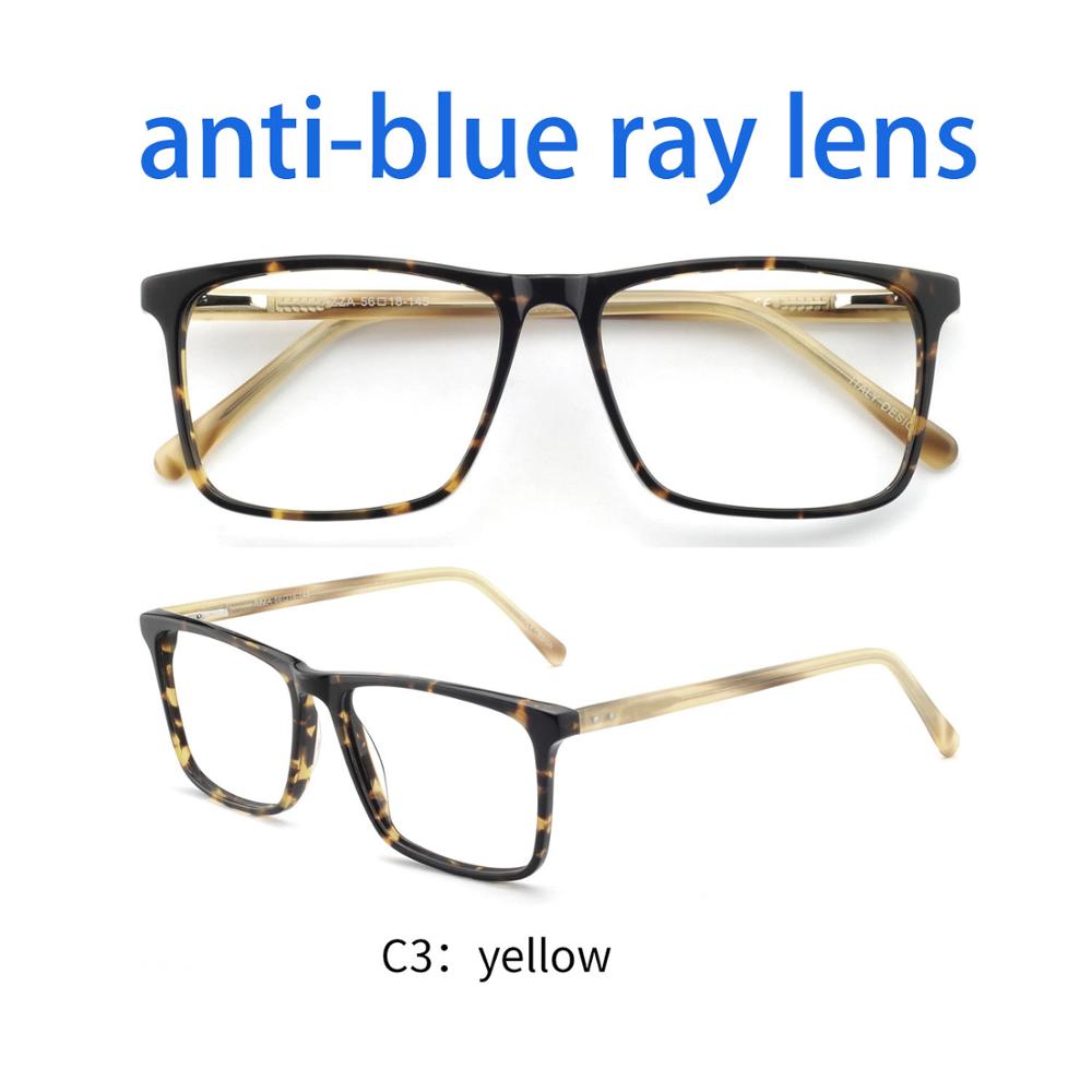 OCCI CHIARI Computer Glasses Frame Men Optical Eyeglasses frames Clear Lens blue light Gaming Eyewear Prescription Male: C3a-yellow anti-blue