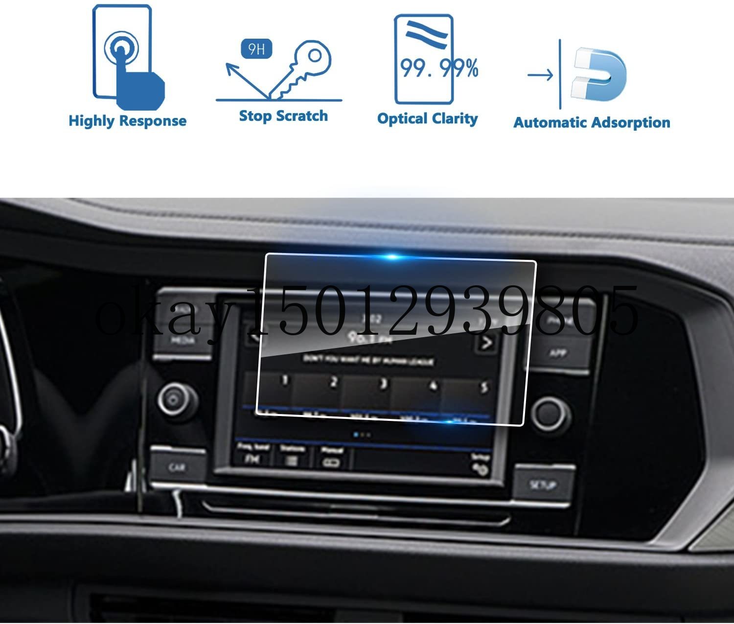 Car Navigation Screen Protector for Jetta2019 ,Clear Tempered Glass Infotainment Display in-Dash Center Touch Screen 6.5Inch