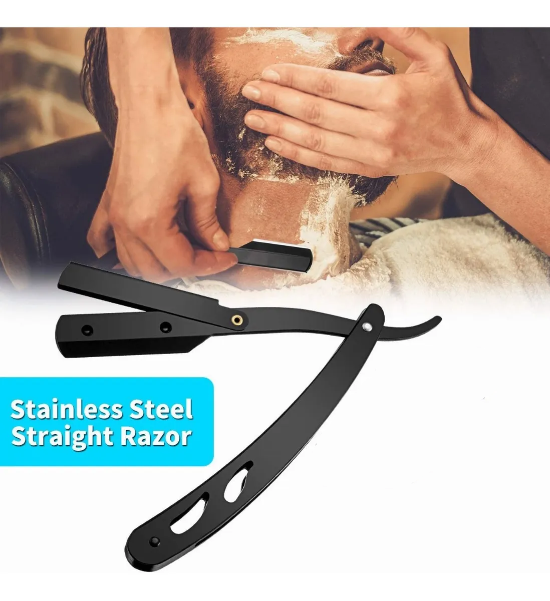 100 BLADES + Barber Straight Edge Razor Safety Barber Razor - Salon Cut Throat Shavette