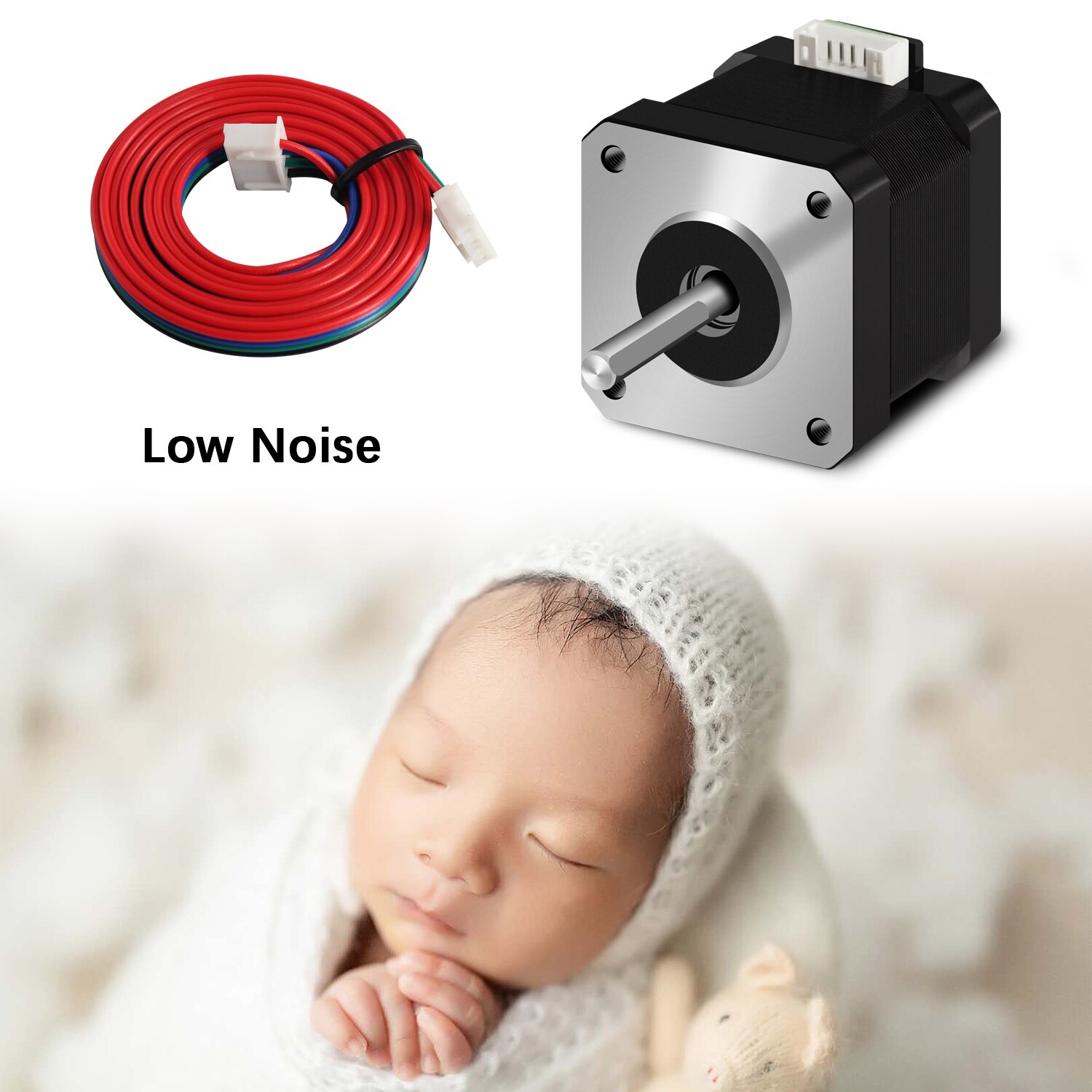 SIMAX3D Nema 17 Stepper Motor 42N.cm (60oz.in) High Torque 1.5A (17HS4401) 1.8 Degree 38MM 4-Lead with 1m Cable and Connector