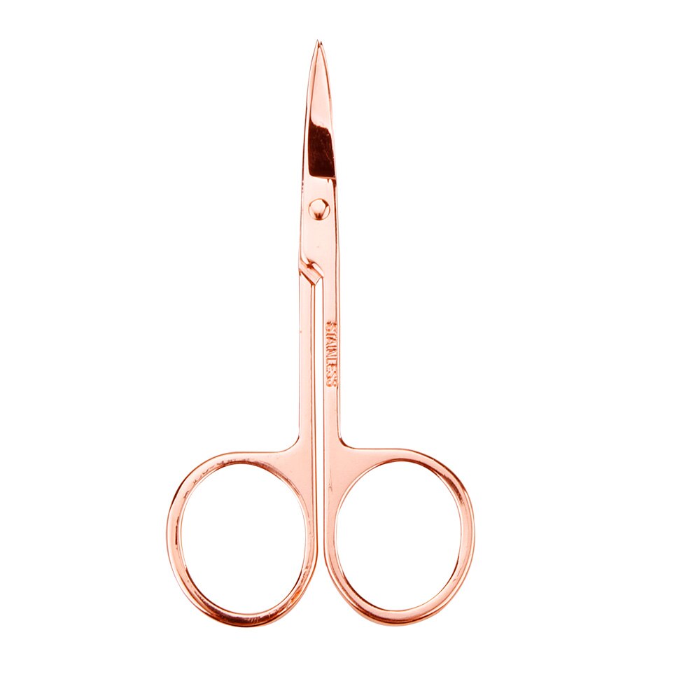 Stainless Steel Manicure Scissors Nail Cuticle Nipper Cutter Eyebrow Dead Skin Remover Ingrown Toenail Curved Head Makeup Tools: Rose gold