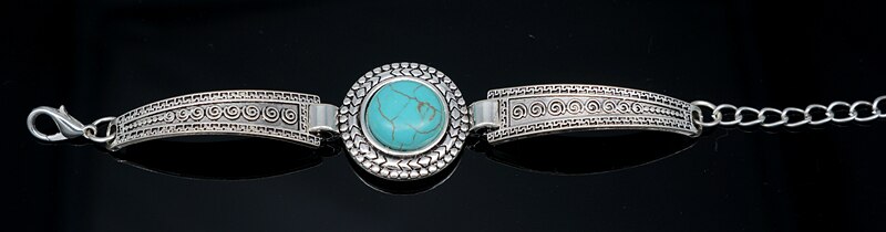 Pulsera clásica de turquesas para hombre y mujer, joyería de , brazalete de la Amistad Chapado en plata