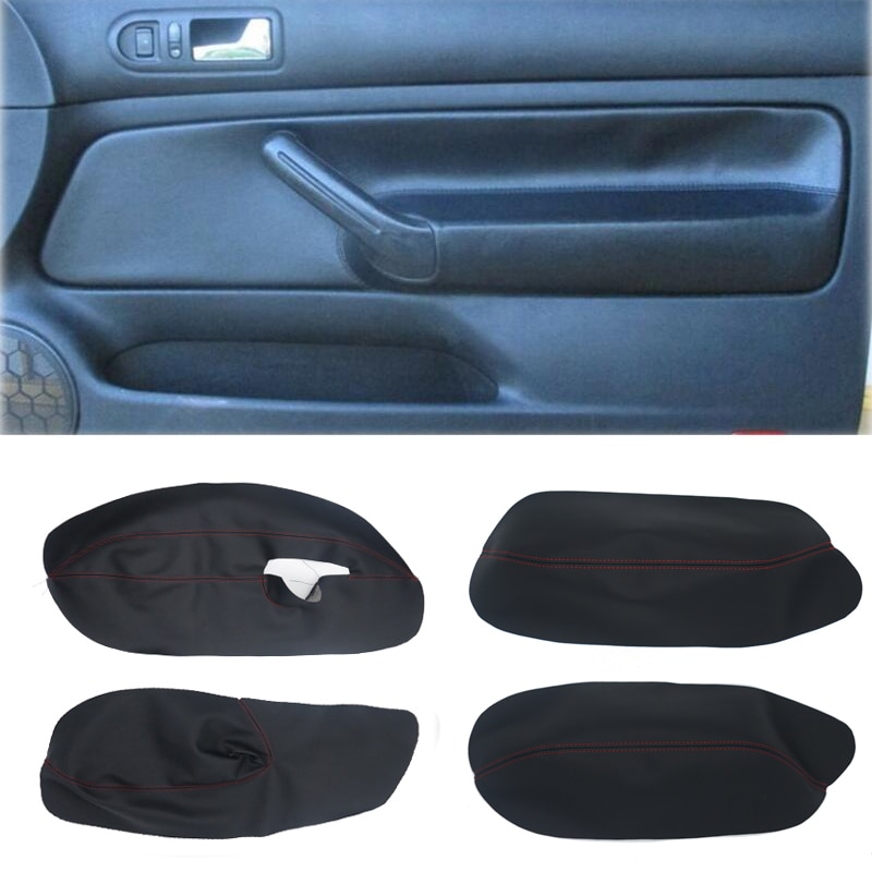 Cubierta de microfibra para reposabrazos de puerta de Volkswagen, panel adhesivo enbellecedor para apoyabrazos de VW Golf 4 MK4 Bora Jetta 1999 – 2005, solo modelos de 3 puertas
