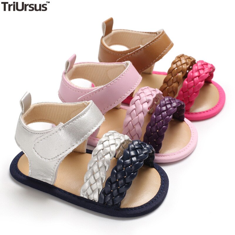 Triursus merk baby meisjes open teen sandalen zomer baby sandalen meisjes pu leren klompen baby eerste loopschoenen