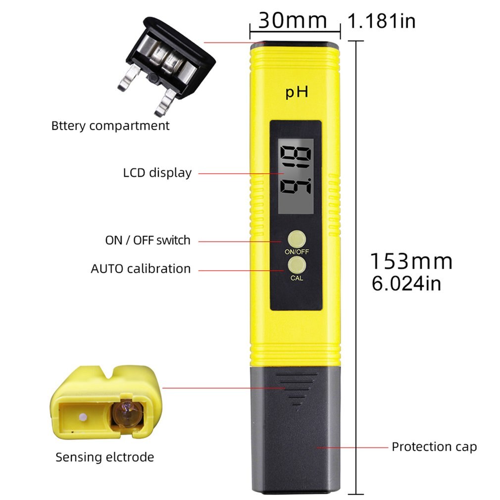 0.01 Digital PH Meter Tester Pocket Size PH Tester Large LCD Display / for Water , Food, Aquarium, Pool Hydroponics /