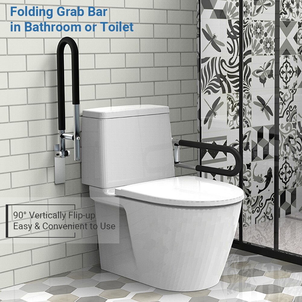 Bathroom Grab Bar Handle Flip-up Screw-in Toilet Safety Rail Hand Grip Home Health Care Equipment for Elderly Disabled