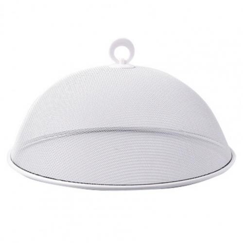 Reusable kitchen covers Food Cover with Ring Handle Fresh-Keeping Iron Table Mesh Cage Kitchen Tools kitchen accessories: White S