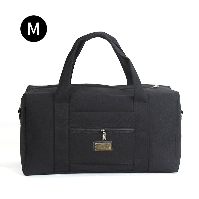 Unisex Zachte Canvas Handtas Reistas Grote Capaciteit Plunjezak Pak Voor Trolley Case Opslag Doek Tool Bagage Tote Bag XA583F: Black M